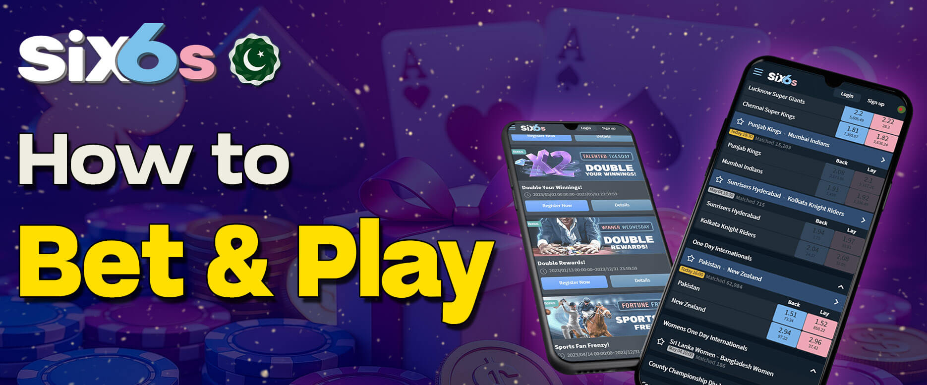 Placing bets and playing casino games in Six6s app