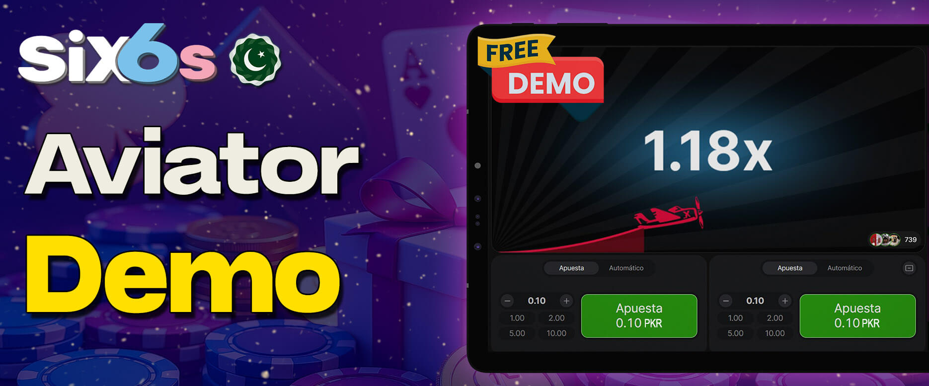 Six6s Aviator demo mode gameplay screenshot