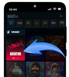 Crash game section featuring Aviator on Six6s.