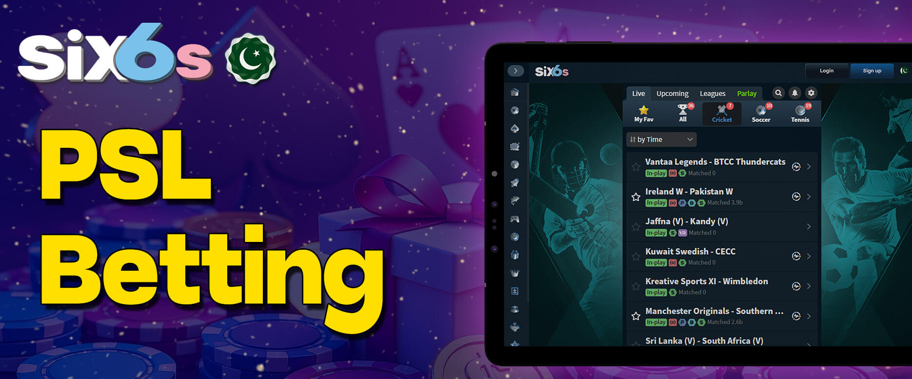 Placing bets on Pakistan Super League (PSL) at Six6s.