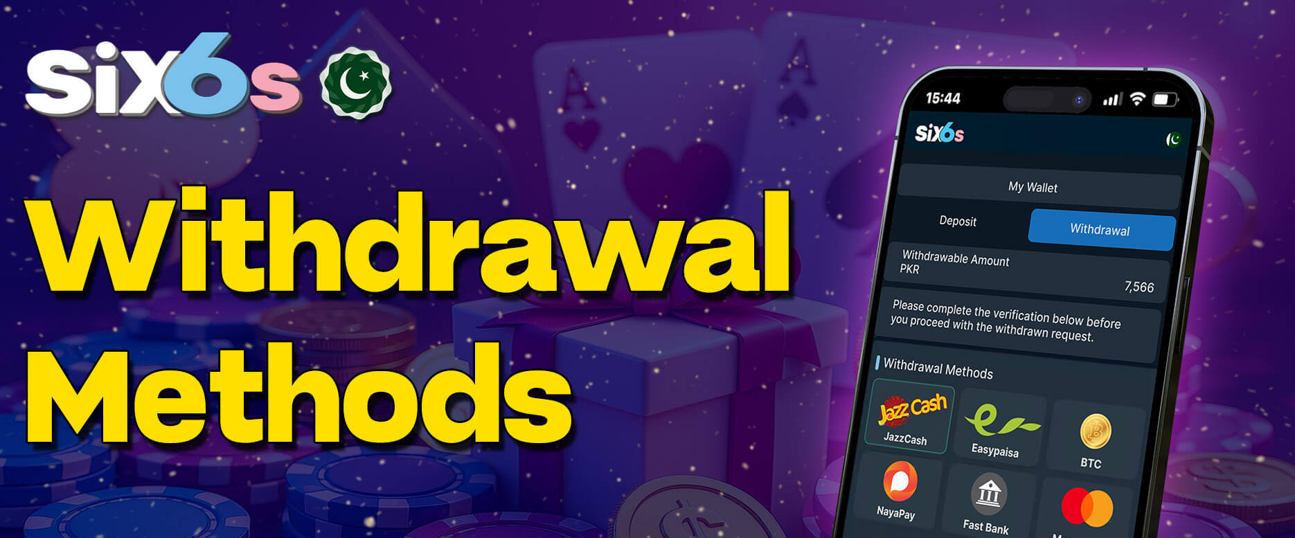 Overview of withdrawal methods on Six6s in Pakistan
